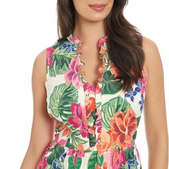 London Times Women's Sleeveless Mock Neck Floral Print Maxi Dress - Picture 1 of 5
